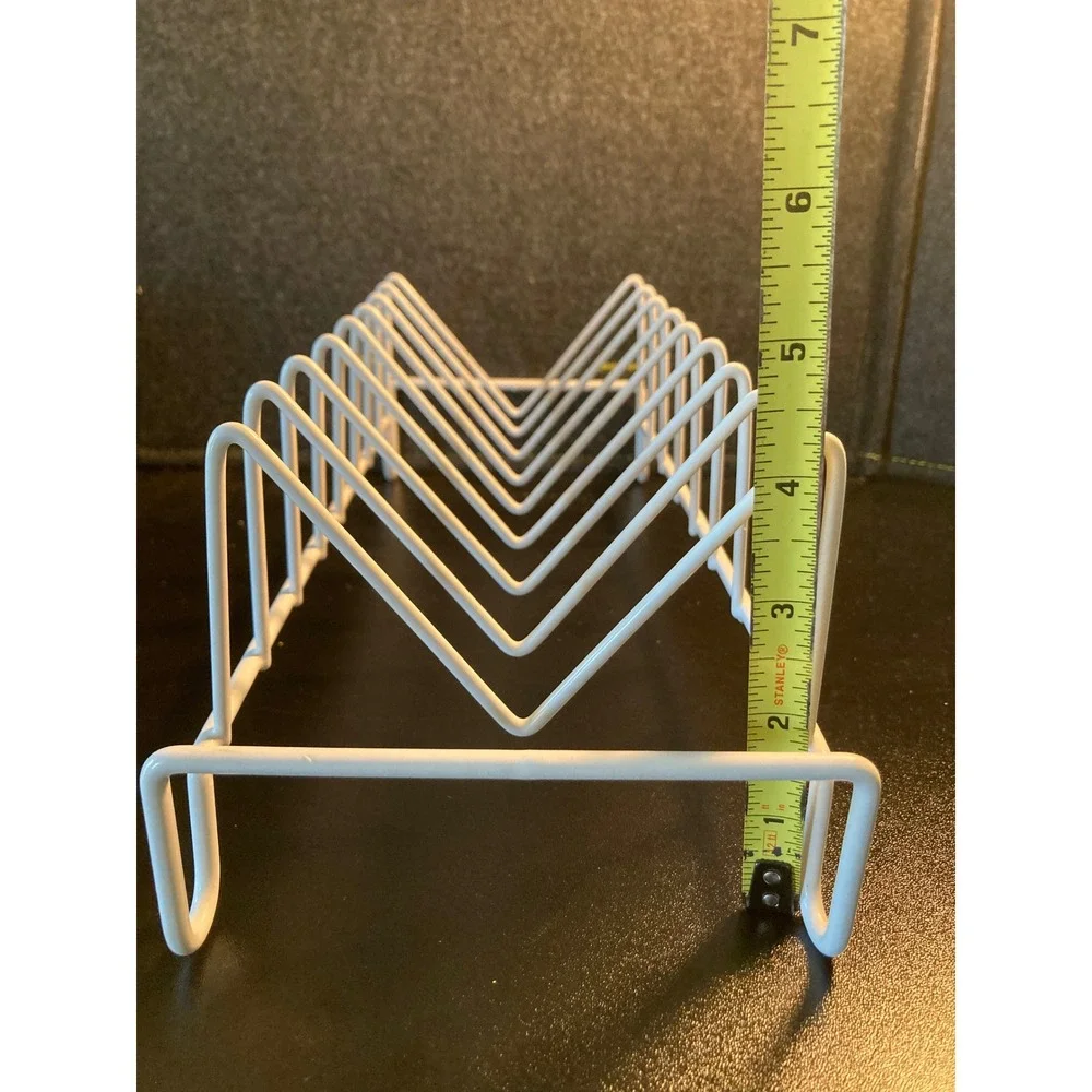 White Vinyl Coated Wire Organizer Rack Set of 4 Pot Lid Plate File Sorter White